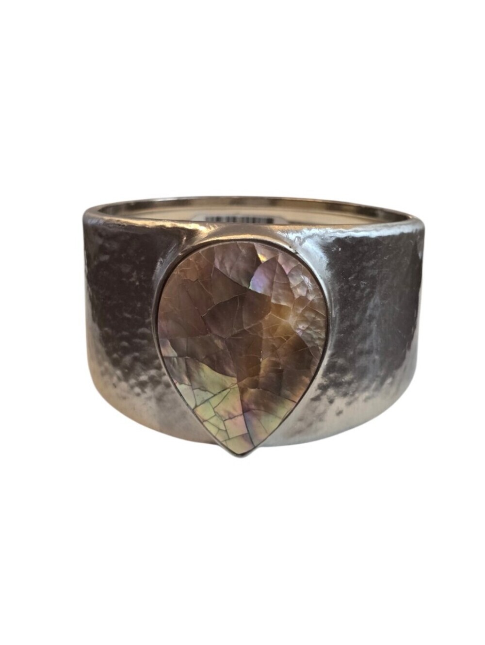 Chico's Inlay Abalone Mosaic Teardrop Goldtone Hinged Bangle Bracelet